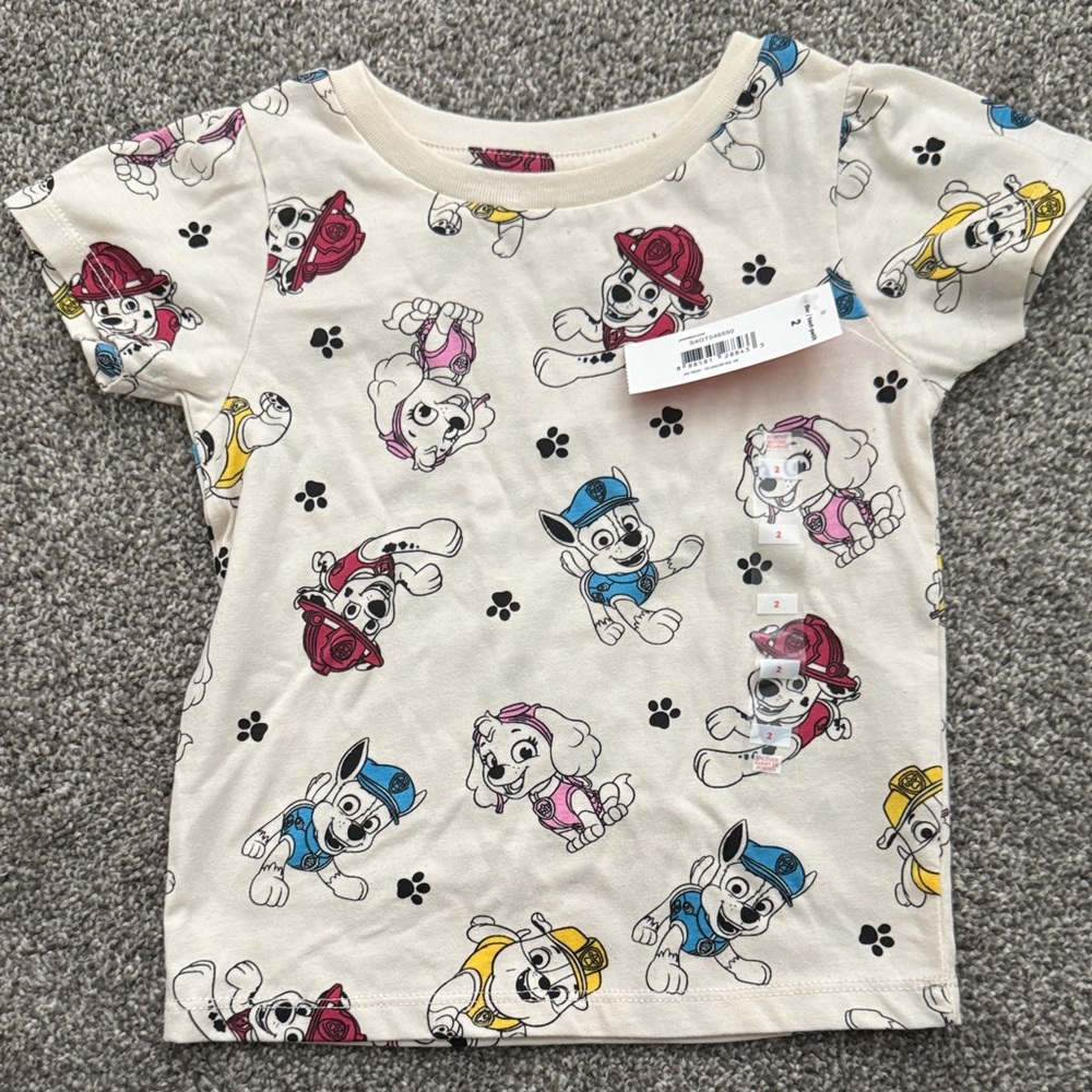 Paw Patrol Cream T-Shirt with Colorful Character Print